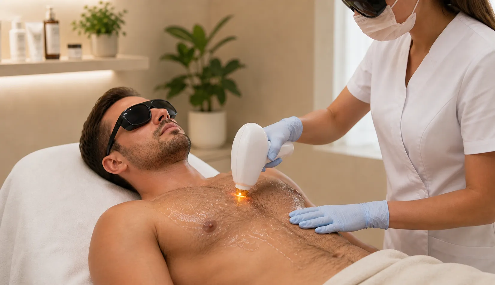 Laser Hair Removal on the stomach and chest at Sanft & Schön Berlin