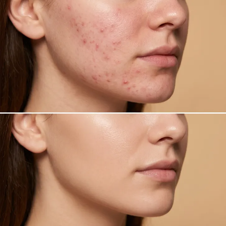 Illustration einer typischen Behandlungs-Veränderung — Gesichtsbehandlung