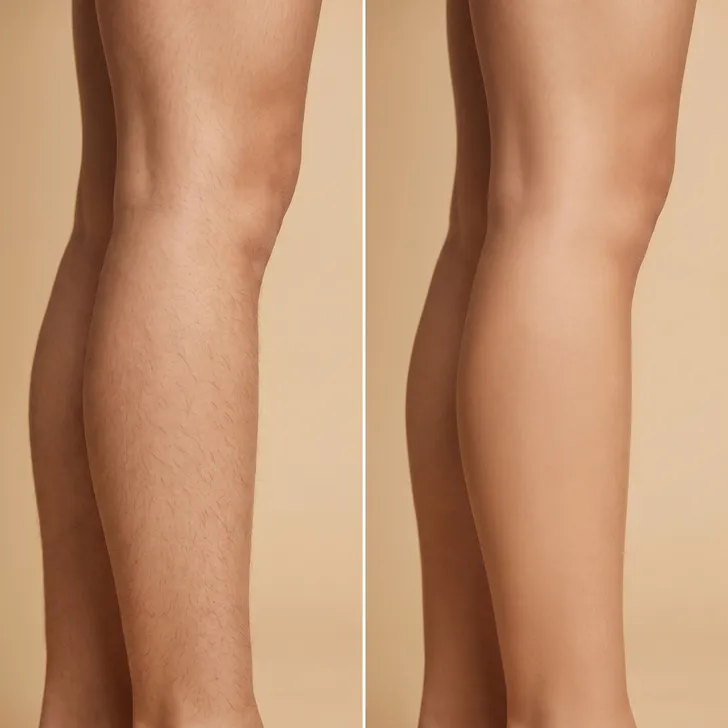 Before/After comparison — leg waxing