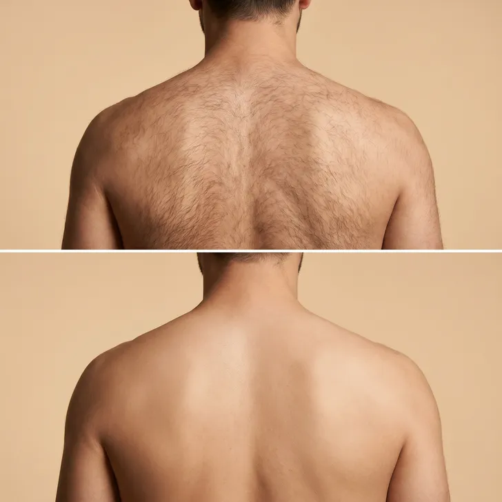 Before/After comparison — men's back waxing