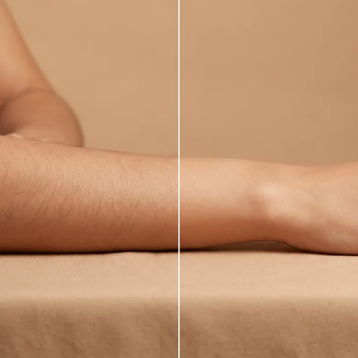 Before/After comparison — forearm waxing