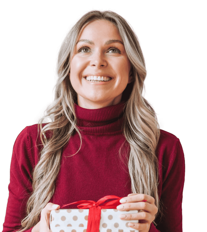 Woman is happy about a gift