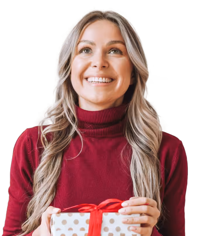 Woman is happy about a gift